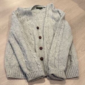 Vintage Gray Cable Wool Cardigan Sweater